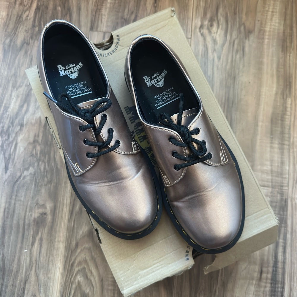 Dr. Martens Rose Gold Patent Lace-Up Shoes